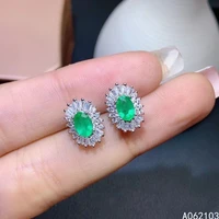 kjjeaxcmy 925 sterling silver inlaid natural emeraldwomens fashion elegant ol sealed gem earrings ear stud support detection
