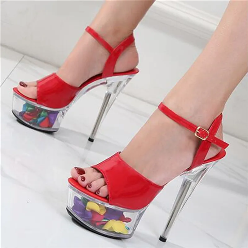 

2020 New Platform Sandals Women Wedding Shoes Flower Sexy High Heel 15CM Fashion Sandals Crystal Lady's High heels Sandals 34-43