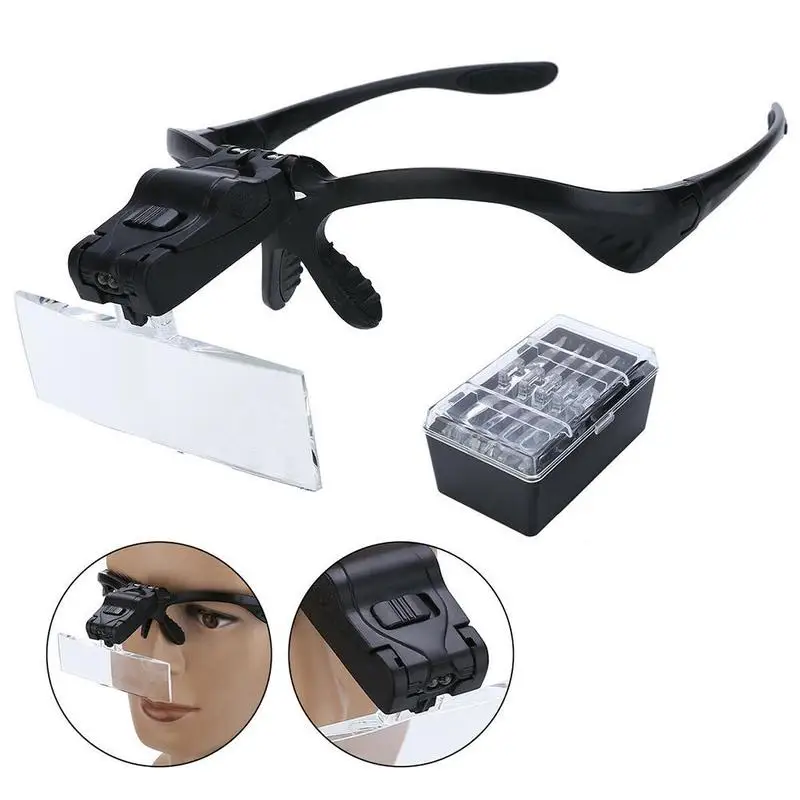 Очки для чтения с креплением на голову двойная Светодиодный лампа