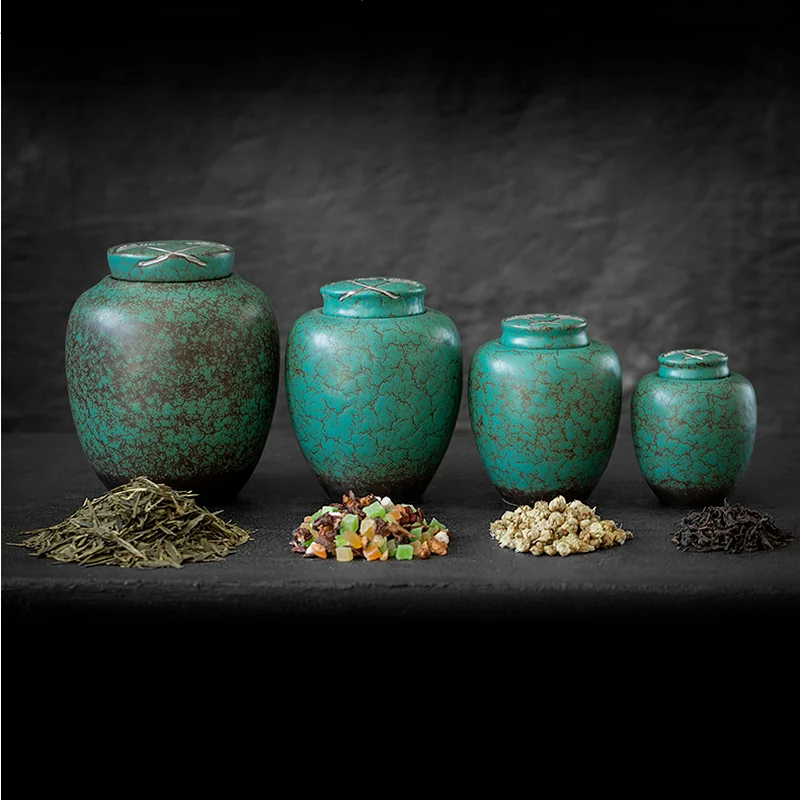 Зелёный чай герметичные может Керамика Чай Caddy коробка контейнер органайзер