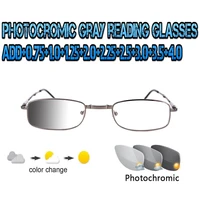 photochromic gray reading glasses ultralight trend high quality fashion men women gray metal frame 0 75 to 4 0