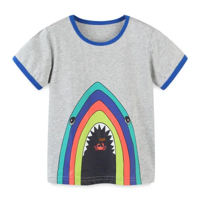 

2021 Summer New Children's T-shirt Korean Style Children's Cartoon Print Short Sleeve T-shirt Kids Boys Casual Top Tees 2-7 Year