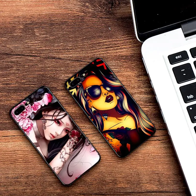 Сексуальная Татуировка девушка для iPhone 6 6S 7 8 Plus X XS XR Max 5 5S TPU мягкая защитная