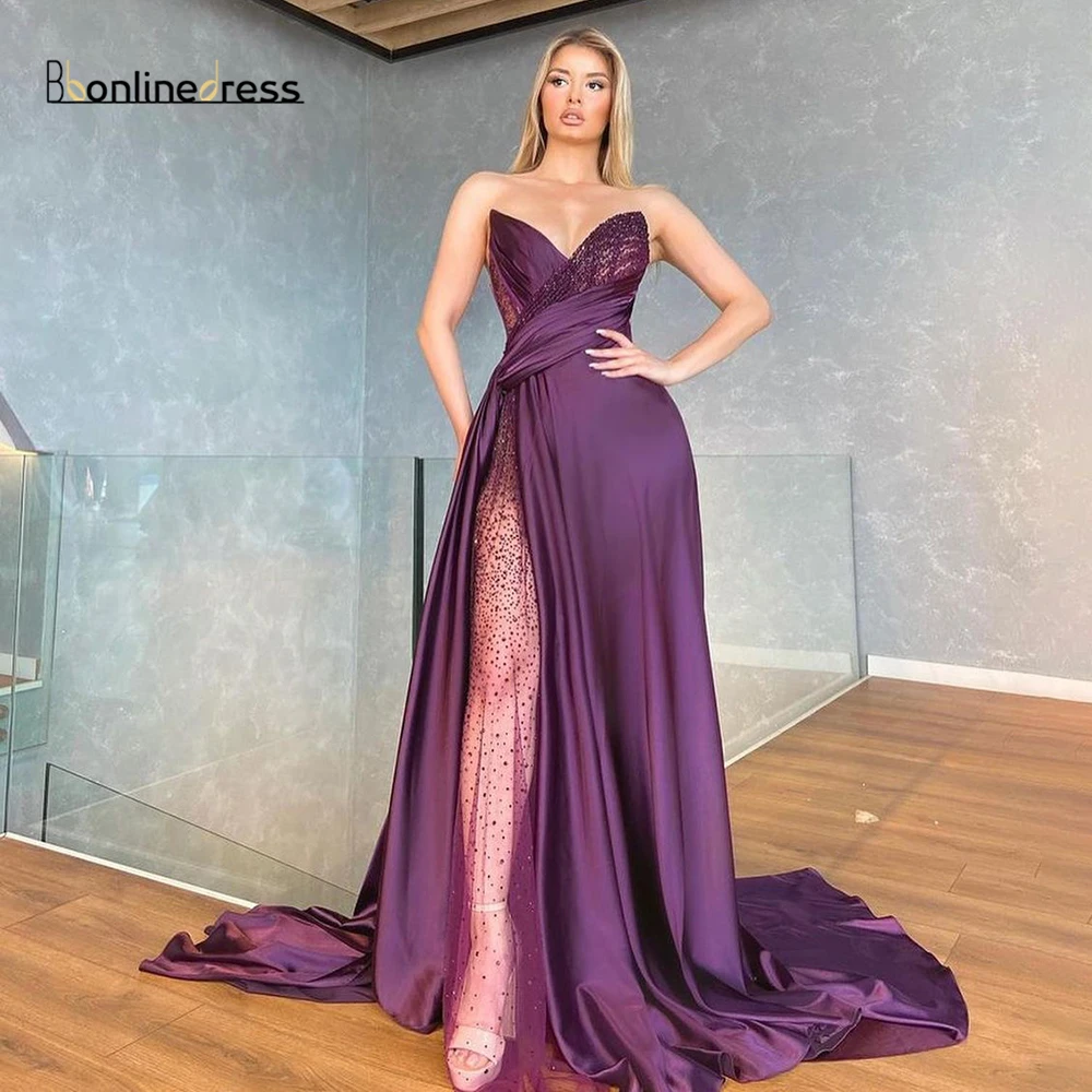 

Женское атласное вечернее платье, Элегантное Длинное Сетчатое платье-трапеция без бретелек с высокой талией, 2021