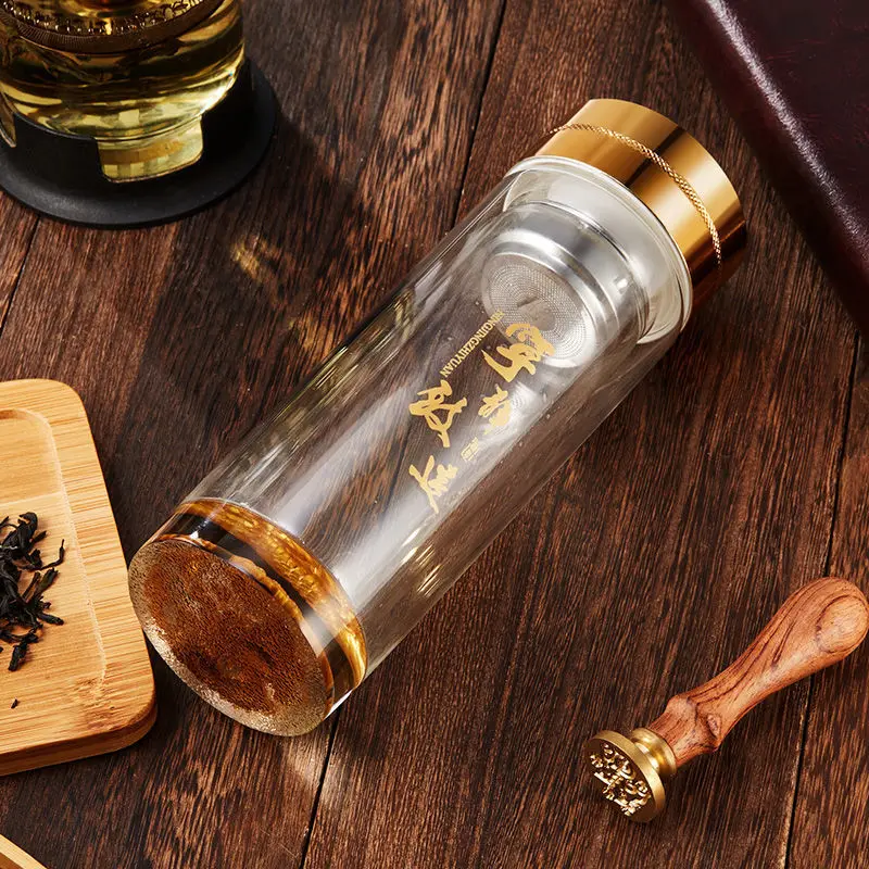 Термос с двойным прозрачным стеклом для мужской изоляции чая женский