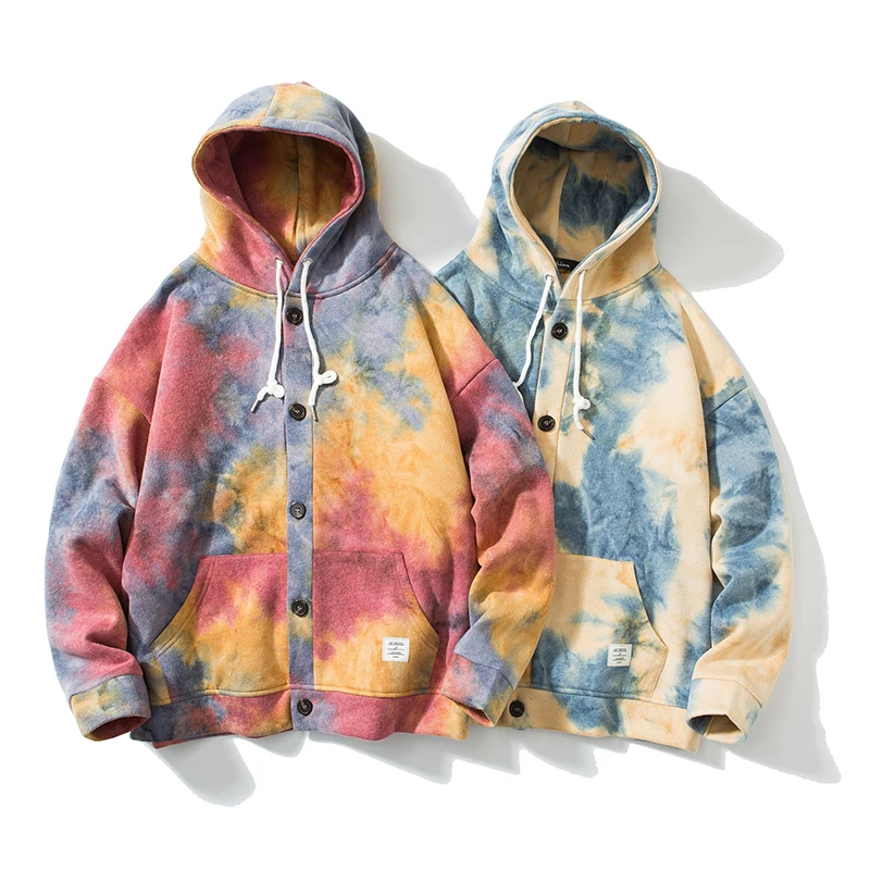 

Korean Style Fashion Oversized Tie Dye Hoodie Kpop Couple Clothes Hip Hop Plus Size Coats Men Clothing 2020 Kpop Casual Jacket