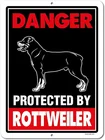 Опасность, защищенная ротвейлером, остерегайтесь Предупреждение ческий жестяной знак