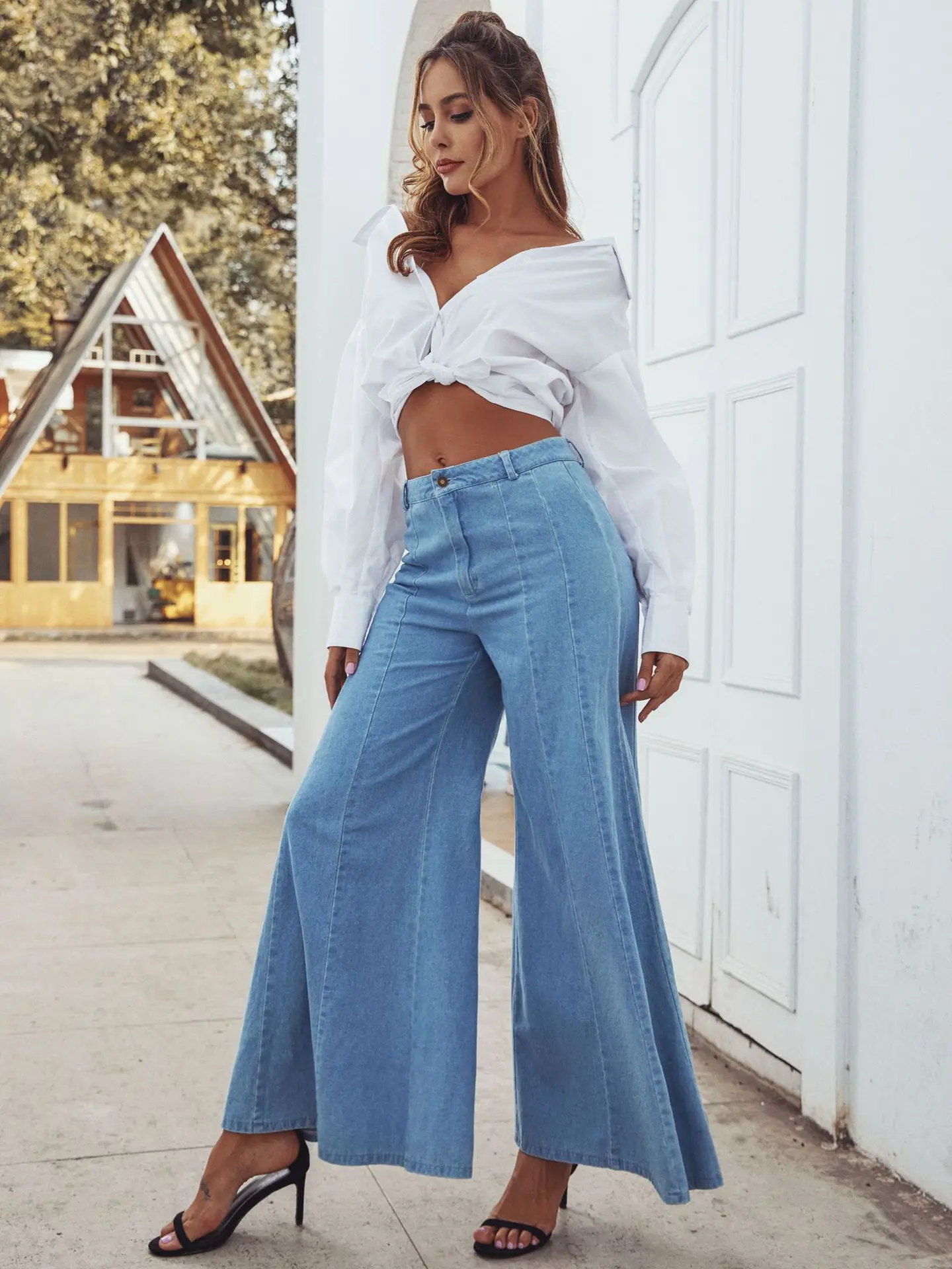 Женские ковбойские брюки в европейском и американском стиле с высокой талией