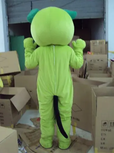 Классическая версия красивый костюм талисман с зеленой собакой мультяшная