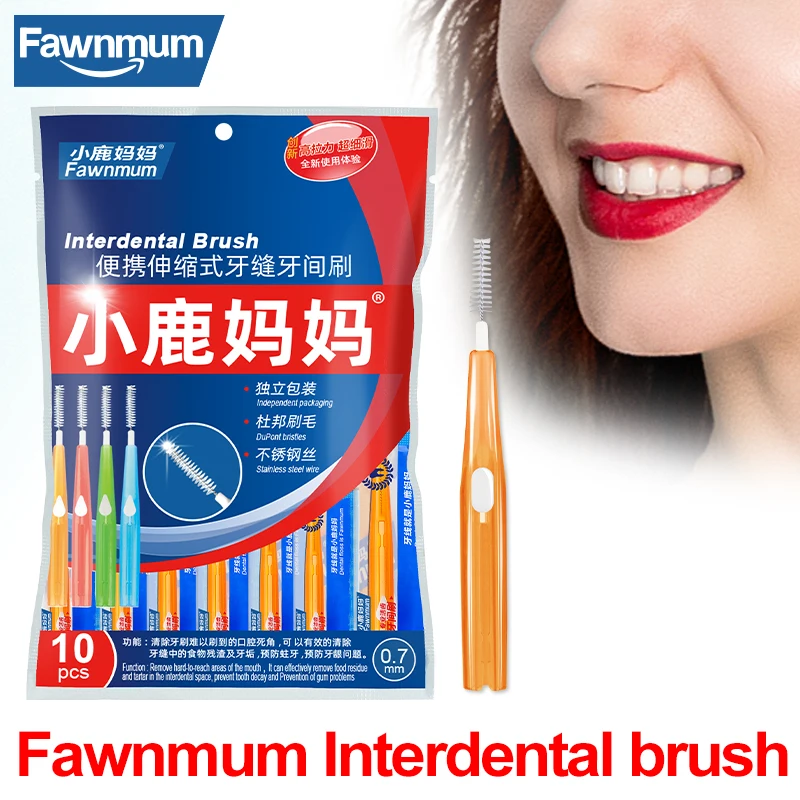 

Fawnmum Interdental Brush 10Pcs Single stand alone Orthodontic Toothbrush Teeth Care Oral Interproximal Brush for Teeth Cleaning