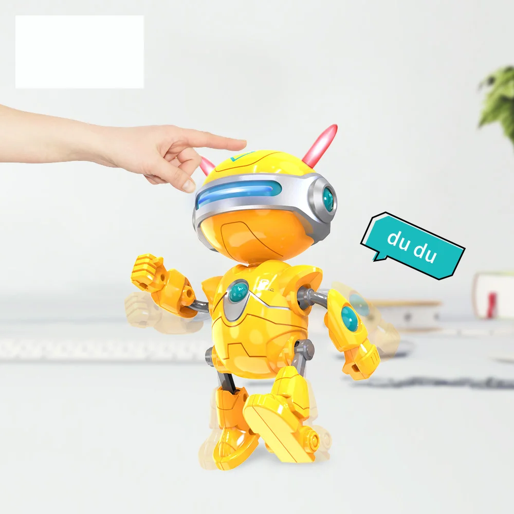 Yellow Robot DEERC RC игрушечные роботы мини говорящий умный робот для детей обучающая игрушка для детей человекоподобный робот игрушка чувство Индуктивный RC - Цвет: Yellow Robot