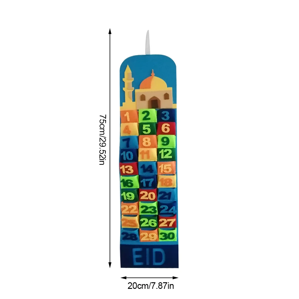 

Free Shipping Ramadan Countdown Calendar Eid Mubarak Wall 30Days Calendar With Pockets For Kids Gifts Party Felt
