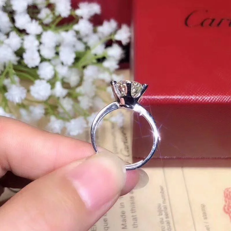 Kkmall магазин круглое серебряное кольцо Moissanite 3.00ct D VVS Роскошные Moissanite свадебное кольцо для женщин