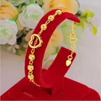 fashion 24k gold plated bead bracelet for women love heart shape bracelets hand chain wedding engagement fine jewelry