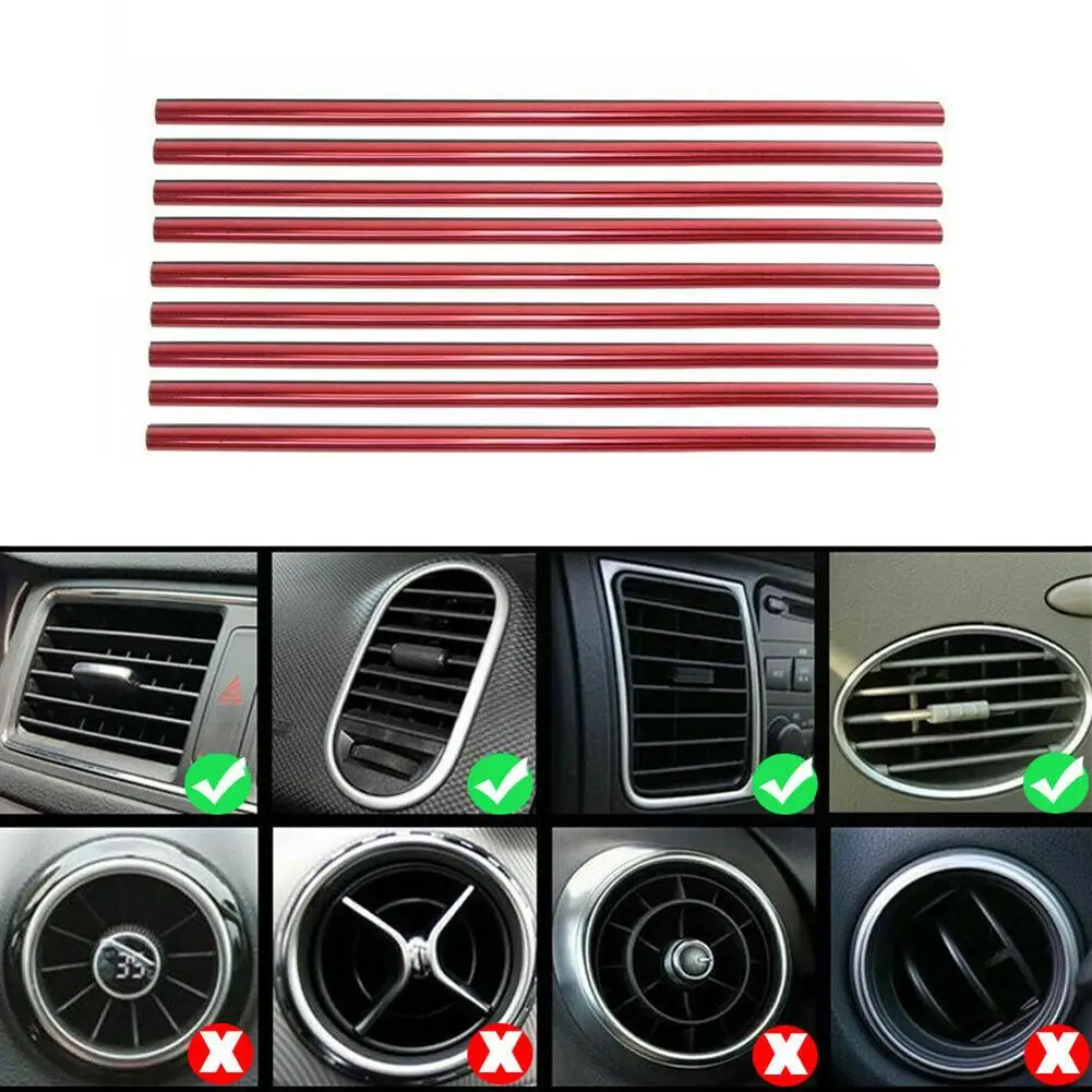 DIY авто 10 шт. автомобильные аксессуары авто красочный кондиционер воздуха на выходе украшения полосы салона автомобиля вентиляционное отверстие переключатель на решетке