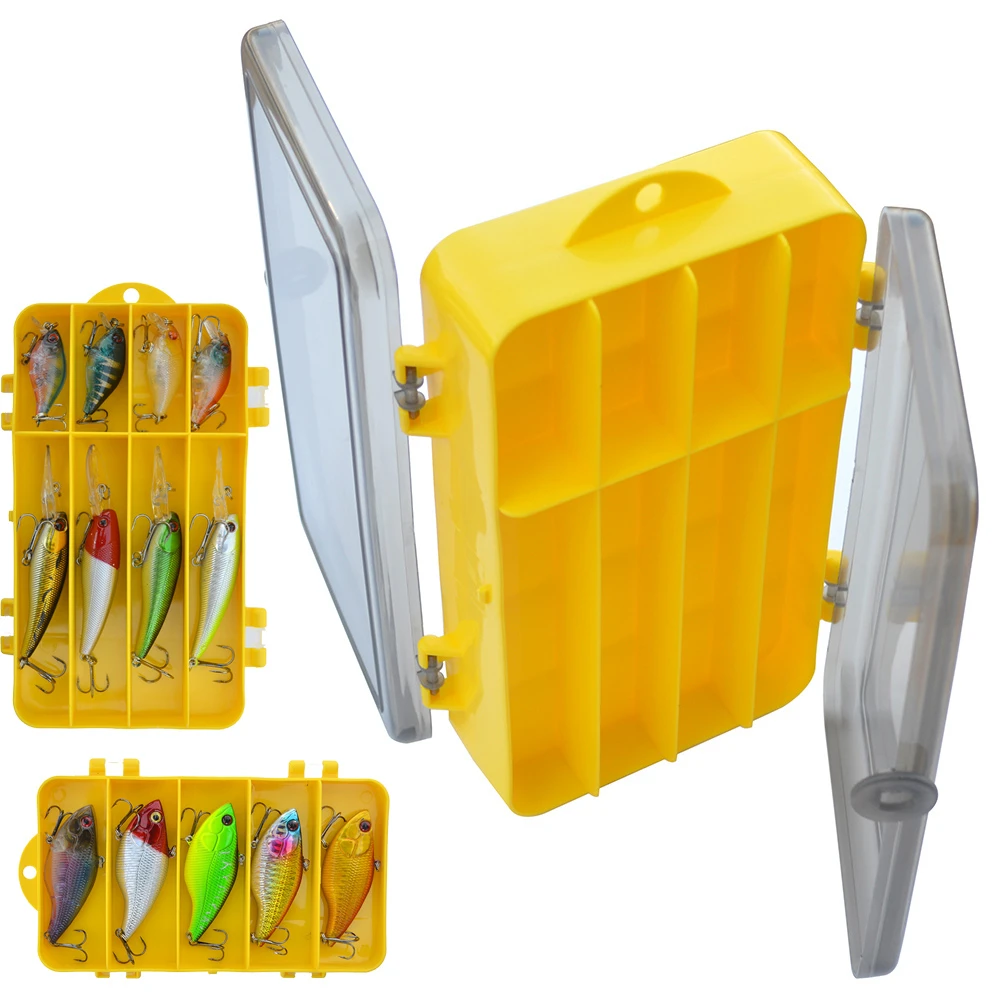 

Fishing Tackle Storage Box Plastic Two Layers Fishing Lure Mininow Crankbait Assortment Storage Case