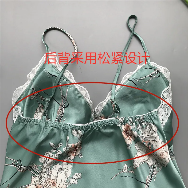 

Spring Printed 4PC Silk Robe Sleep Suit Womens Lace Trim Satin Pajamas Gown Set V-Neck Cami Nighties Pijama Nightwear Nightdres