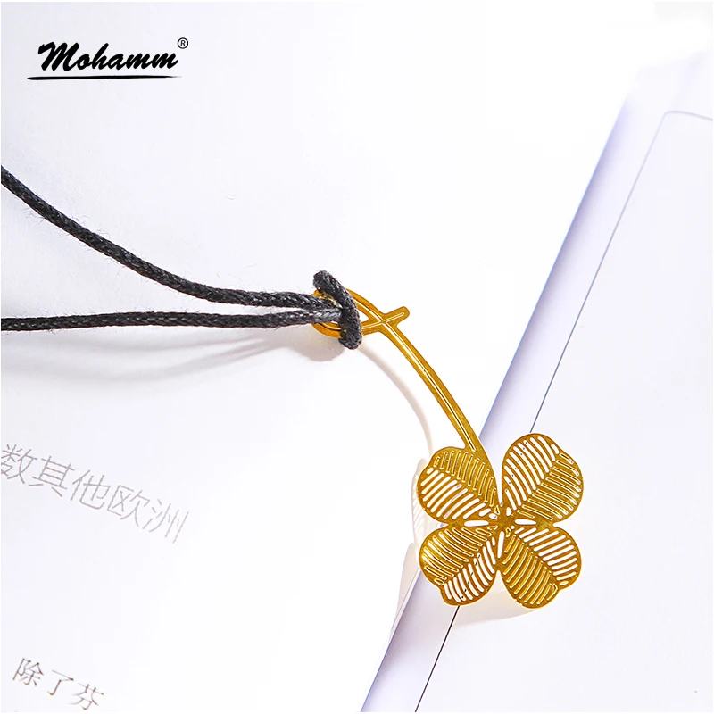 Kawaii Cute Gold Olive Leaf Clover Lotus Metal Book Markers Bookmark For Books Paper Clips Office School Supplies Stationery |