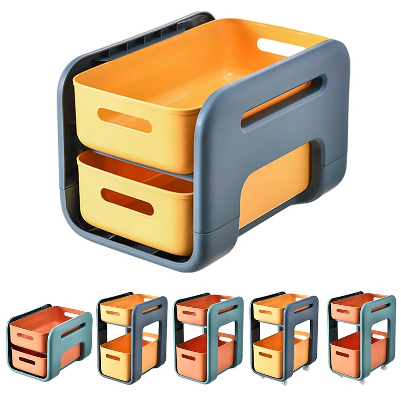 

Double-Layer Storage Rack Floor With Wheels Kitchen Rack Cosmetic Seasoning Storage Rack Multifunction Storage Rack