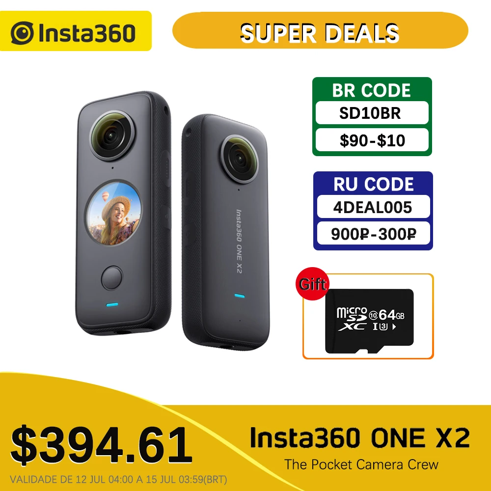 Спортивная Экшн камера Insta360 One X2 5 7 K видео Водонепроницаемая до 10 м стабилизация