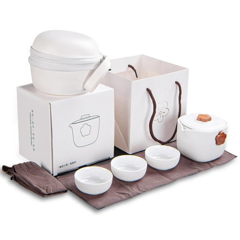 

Set of ceramic travel kungfu tea set Simple tea brewing set for outdoor tourism Express cup Tea set suit