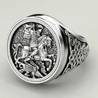 Уникальное мужское властительное металлическое кольцо-рыцарь, лошадь, дракон, волшебный геометрический узор, украшения для вечеринок, размер 6-13
