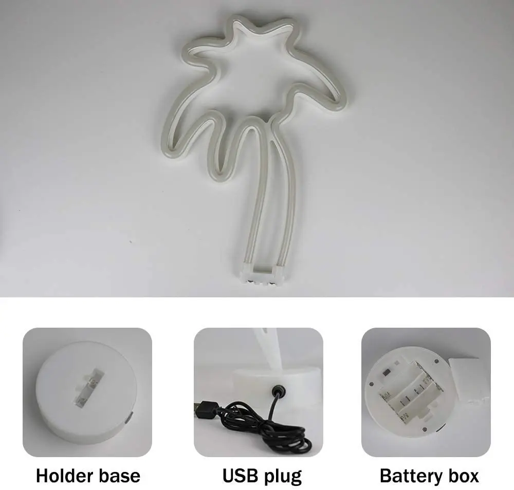 USB светодиодный неоновый светильник на батарейках с изображением кокосового