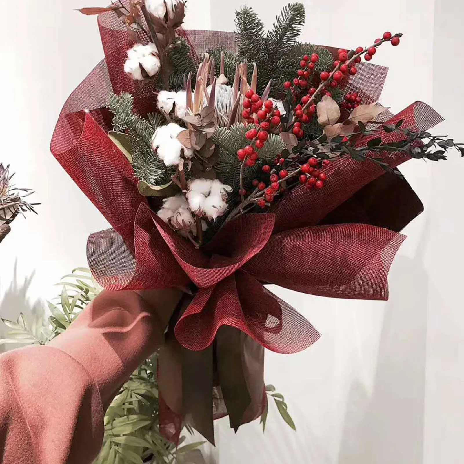 

2PCS Natural Dried Cotton Bouquet Artificial Flower Branch Artificial Plant Kapok DIY Wreath Bouquet Gift Wedding Home Decor