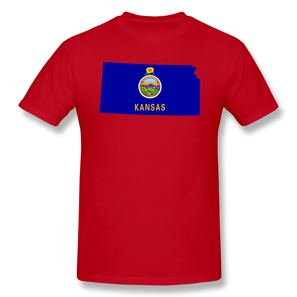 

Kansas Flag Map Novelty Men's Basic Short Sleeve T-Shirt R282 Tees Tops European Size