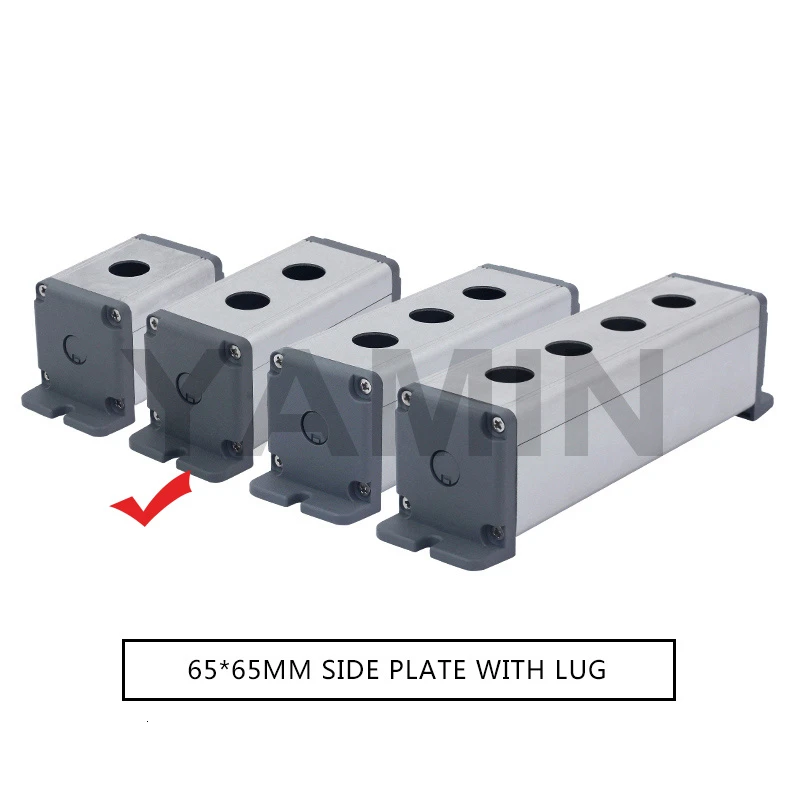 65MM ear 2 Hole 16/19/22mm Aluminium Alloy Protective Box For Metal Push Button Switch IP67 Waterproof Industrial 12/3/4 Holes Single Row - Цвет: 65MM ear 2 Hole