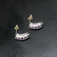 gemstonefactory big promotion single unique 925 silver fashion charm purple amethyst women ladies gift stud earrings 20211820