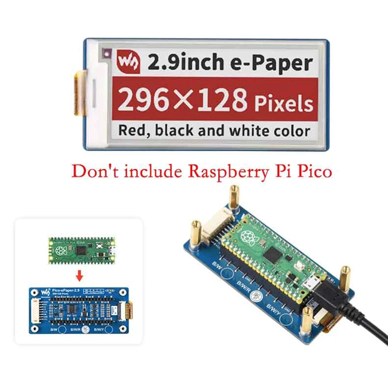 

Waveshare 2.9 Inch E-Ink Display Screen E-Paper 296X128 Resolution Red Black And White For Raspberry Pi Pico