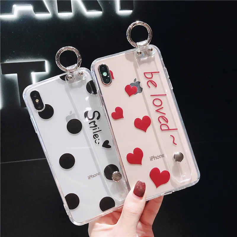 Прозрачная волнистая точка любовь сердце Лимон Апельсин ремешок Стенд чехол для