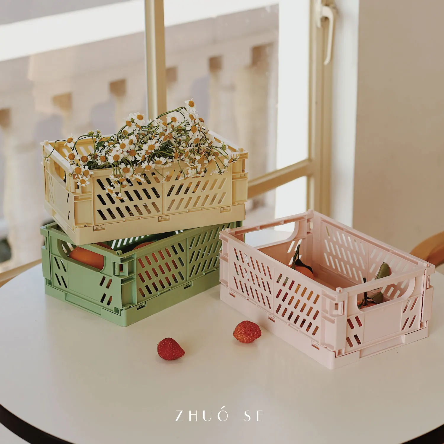 

Multicolor Folding Plastic Storage Box Plastic Desktop Storage Basket Sundry Toys Snack Box Dormitory Artifact Storage Basket