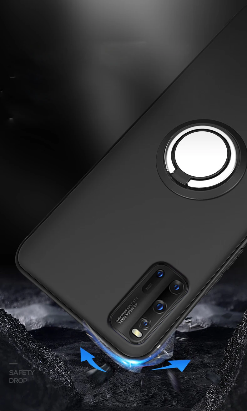 IQOO3 чехол роскошное кольцо на палец держатель задняя мягкая TPU противоударный для