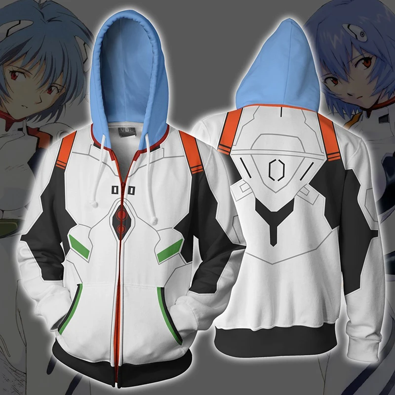 Костюм для косплея аниме Neon Genesis Ayanami Рей толстовки на молнии свитшот