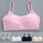 Хлопковый спортивный бюстгальтер для девочек, милый эластичный дышащий Топ для подростков и школьниц, Спортивное нижнее белье