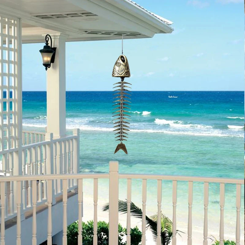 

Fishbones Wind Chimes Classic Retro Fish Bone Wind Chimes Ornaments Metal Wind Chimes Garden Living Room Balcony Decor L23