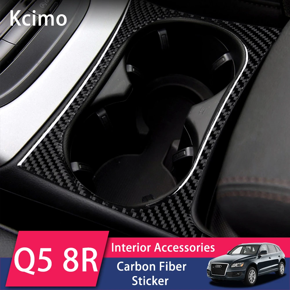 

Car Styling Interior Carbon Fiber Stickers For Audi Q5 2010-2018 SQ5 2013-2017 Water Cup Holder Panel Trim Decals Accessories