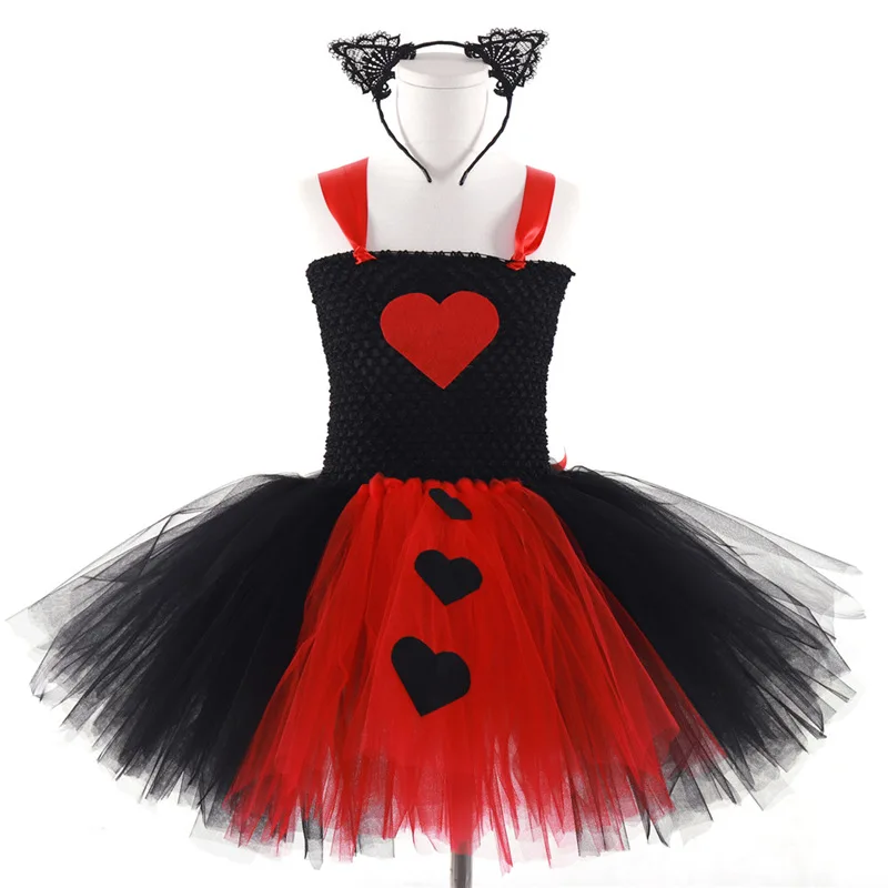 Черное красное платье принцессы для девочек элегантные летние платья с героями