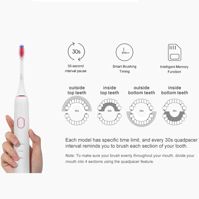 Kiwibird – brosse à dents K3 sonique, poils DuPont, électrique, 40000VPM, étanche, nettoyage des dents sensibles
