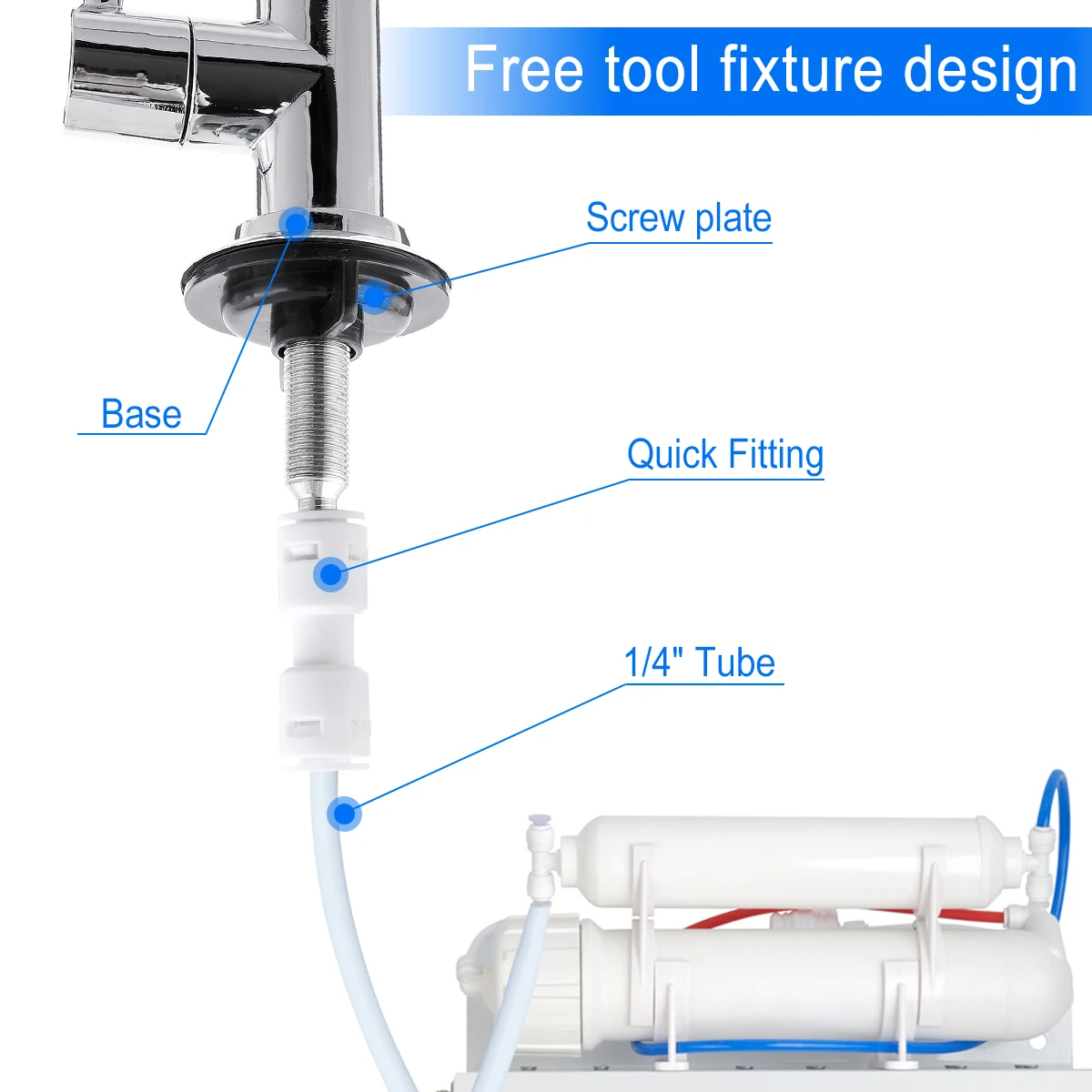 

Kitchen Water Faucet Chrome Plated 1/4 Inch Connect Hose Reverse Osmosis Parts Purifier Direct Drinking Tap water