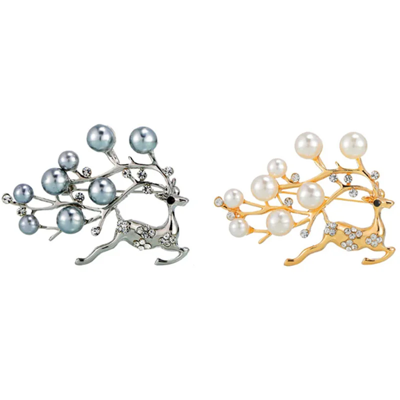 Винтажные Стразы брошка в виде оленя шарф жемчужная брошь креативный подарок