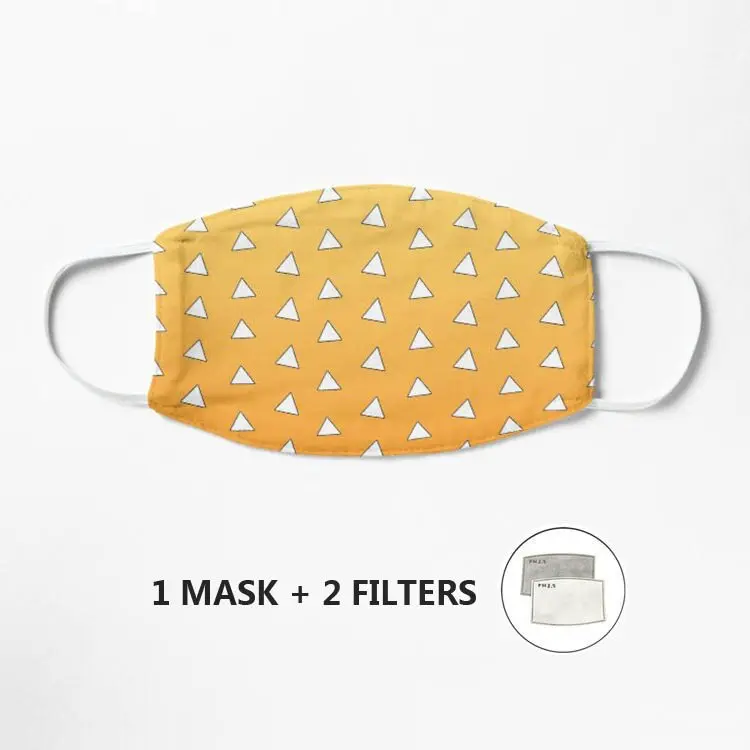 

Маска-Рассекатель демонов Zenitsu с узором Haori, хлопковая маска для лица для езды на велосипеде, кемпинга, моющаяся многоразовая маска