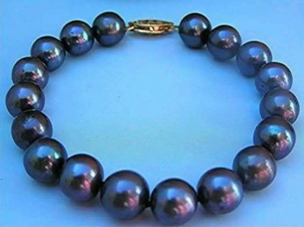 

Natural 9-10mm Tahitian Black Pearl Bracelet 7.5''