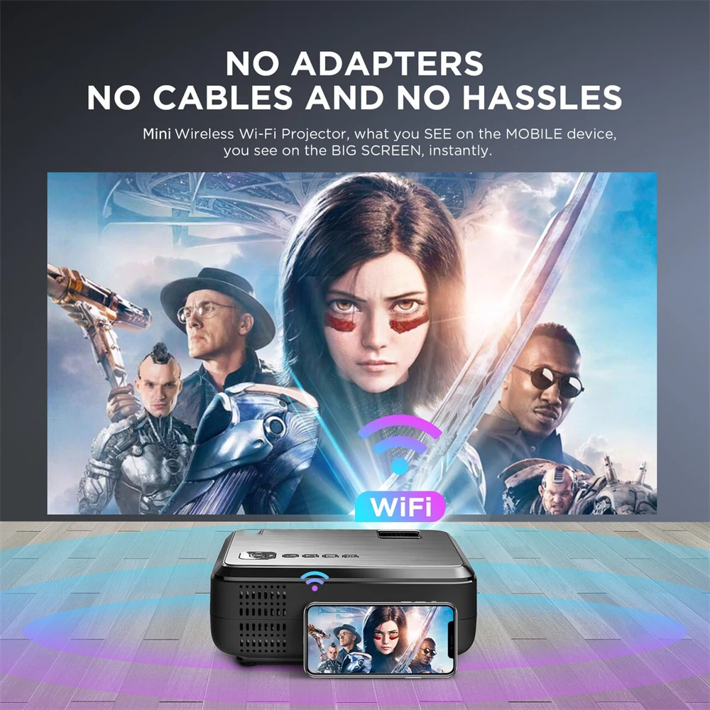 VCHIP GC555 4K Projector Protable projector 1080P mini Proyector For Home Theater 3D WiFi Portable Media Player Christmas gift |