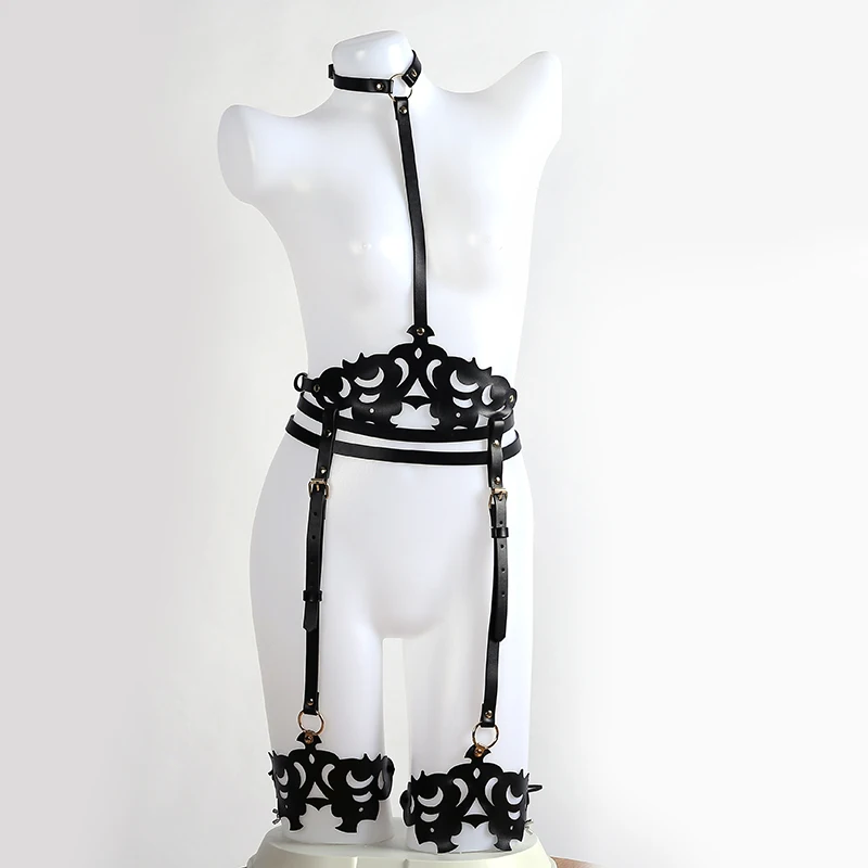 

Женская портупея с узором, 2 шт., сексуальный пояс, Эротическая новинка, кожаная портупея, готический Пояс для чулок для ног, бандаж, нижнее бе...