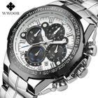 Мужские кварцевые часы с хронографом, из нержавеющей стали