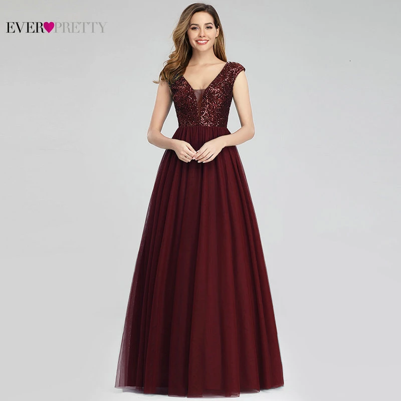Vestido Madrinha Ever Pretty Dark Green Sequined Bridesmaid Dresses A-Line V-Neck Sleeveless Formal Dresses For Wedding Party