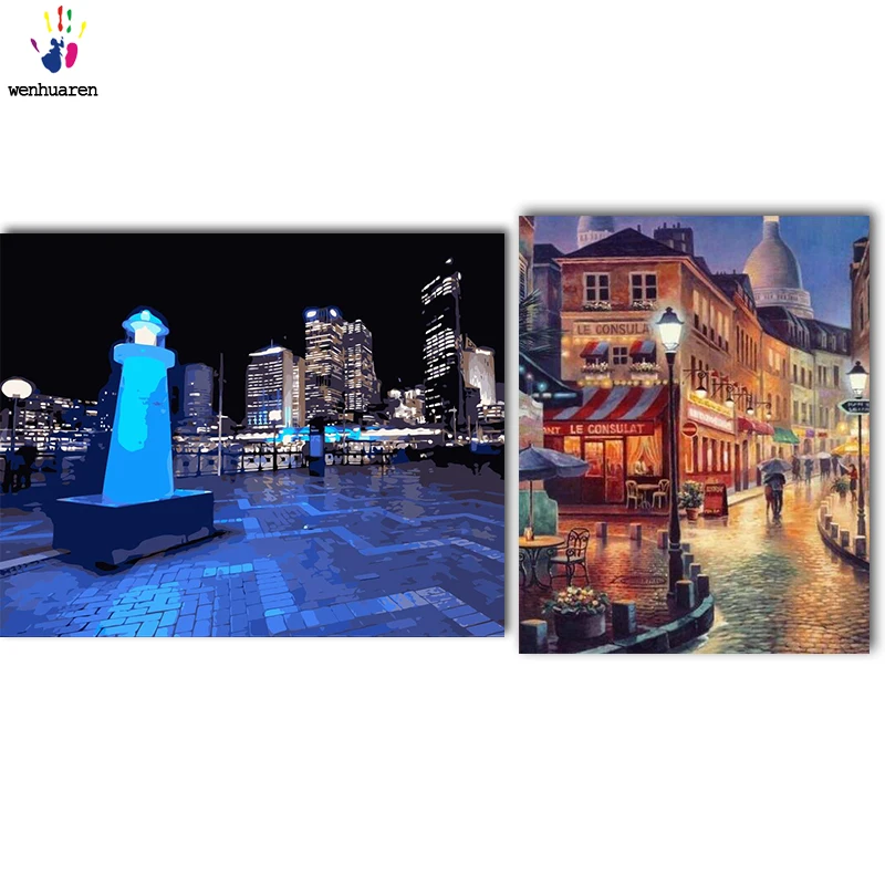 DIY картинки для раскраски по номерам с цветами город красивая картина Рисование